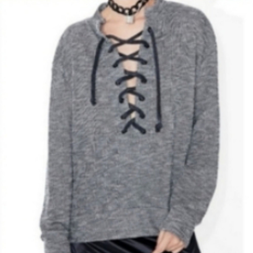 Daydream Nation Oversized Lace Up Pullover Sweater